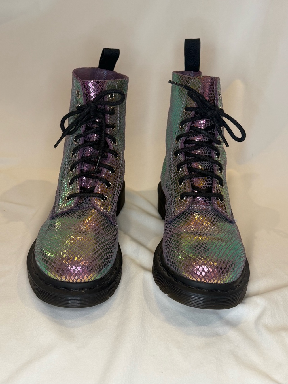 Dr. Martens 1460 Pascal Snake Metallic Suede Iridescent Combat Boot Sz 7 - Picture 5 of 16